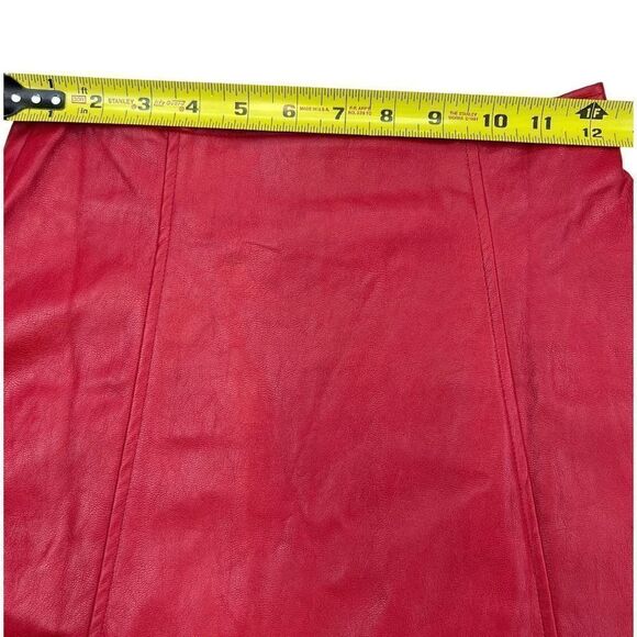 Santo by Paolo De Santo Skirt Women's XS Red Leather Zipper Back Skirt NWT - Picture 5 of 13